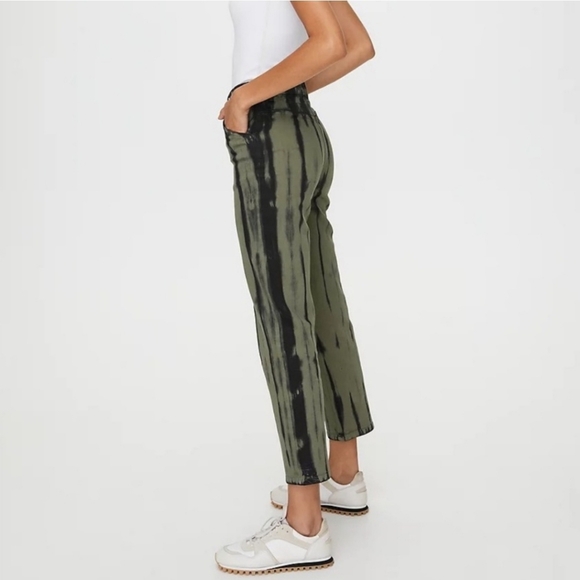 Aritzia Wilfred Free Kelsey Tie Dye Pants Size 8 High Rise Black Green Stretch - Picture 7 of 14